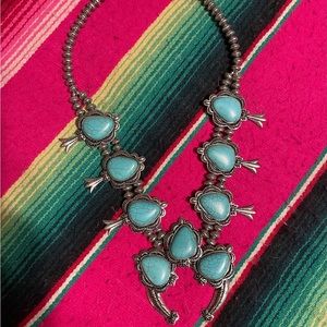 Faux Turquoise Navajo Squash Blossom Set-WESTERN JEWERY | NATIVE INSPIRED JEWERY